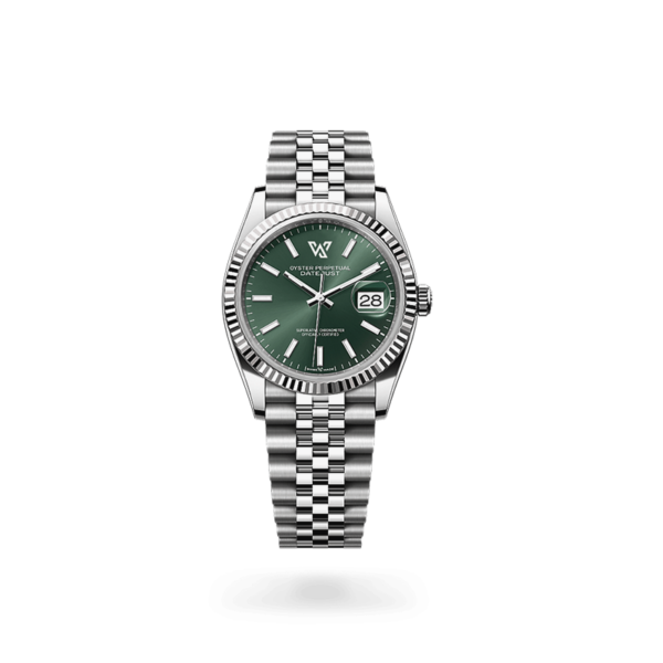 Oyster Perpetual Datejust Silver Green Dial Men's Watch