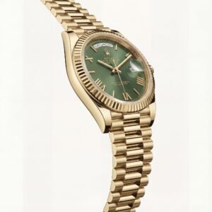 Gold Day-Date Green Sunray Roman Dial Men’s Watch