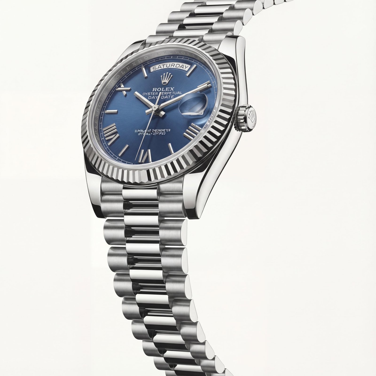 Royal Blue Fluted Bezel Steel Watch