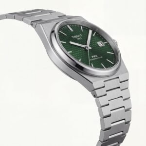 Centrix Emerald Green Waffle Dial Silver Watch