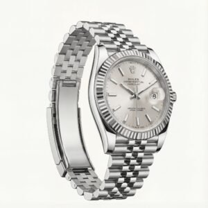 Platinum Silver Textured Dial Steel Watch