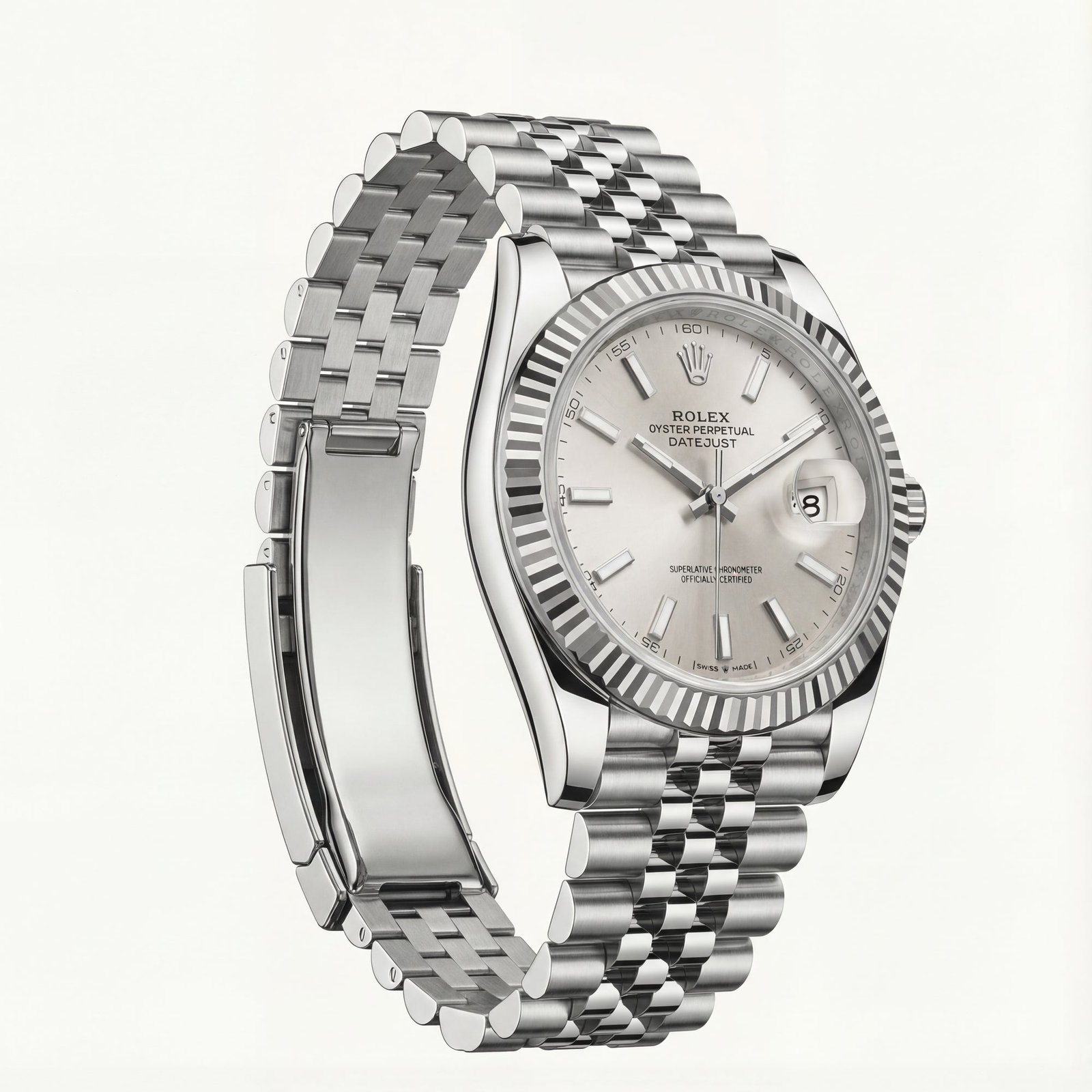 Platinum Silver Textured Dial Steel Watch